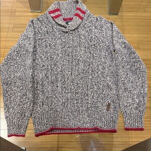 Unisex Roots Gray and Red Sweater Extra Small